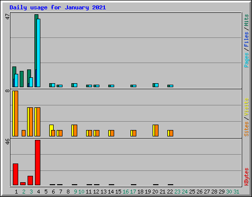 Daily usage for January 2021