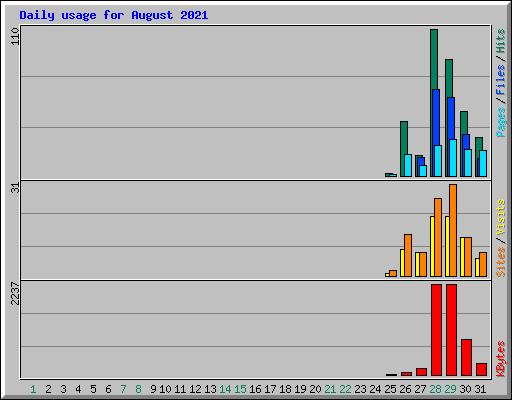 Daily usage for August 2021