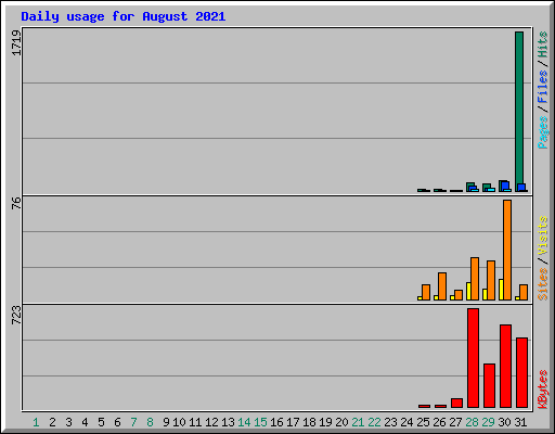 Daily usage for August 2021