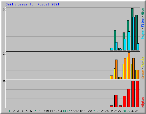 Daily usage for August 2021